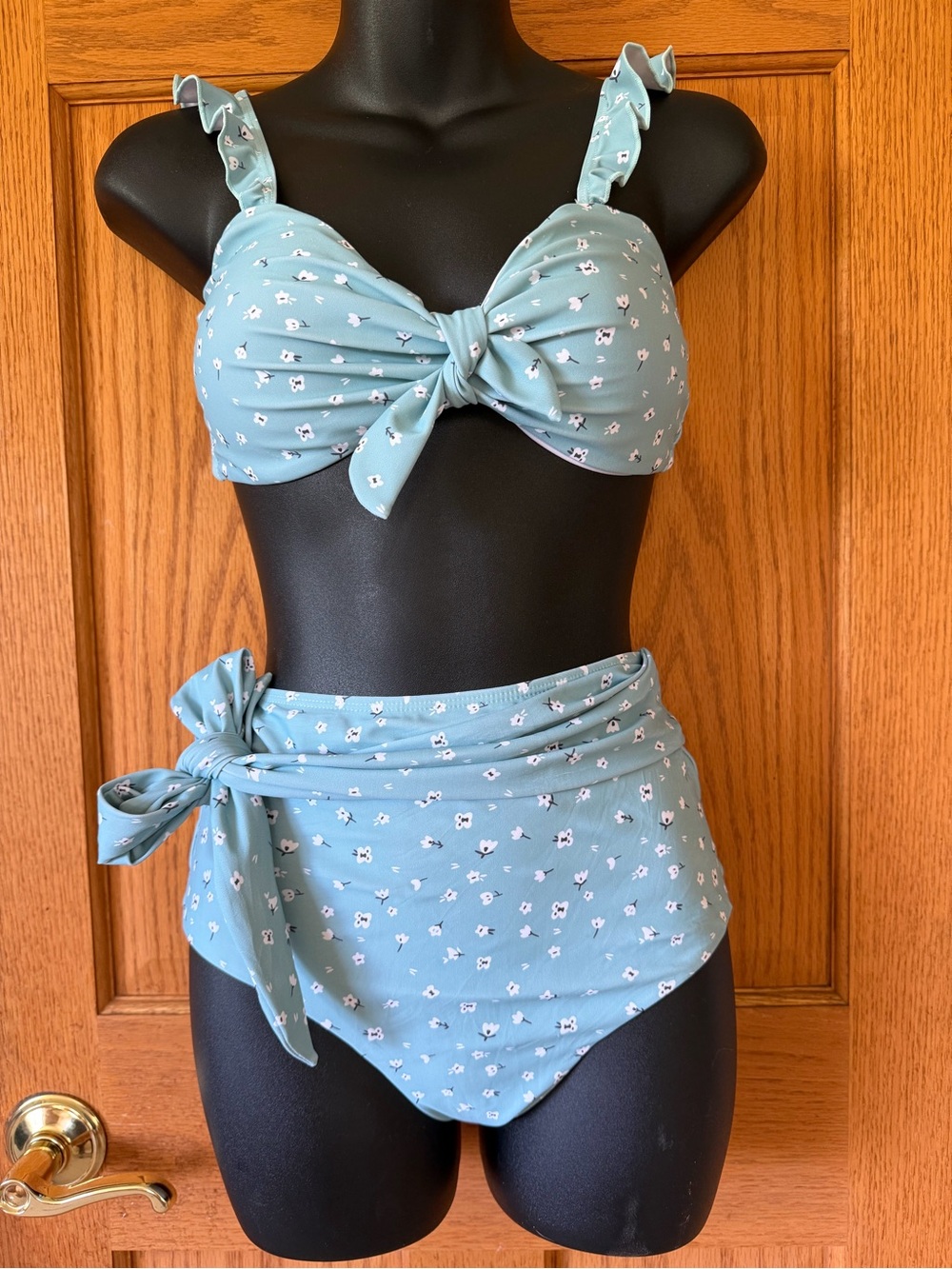 Mint Green Floral Two-Piece Bikini Set